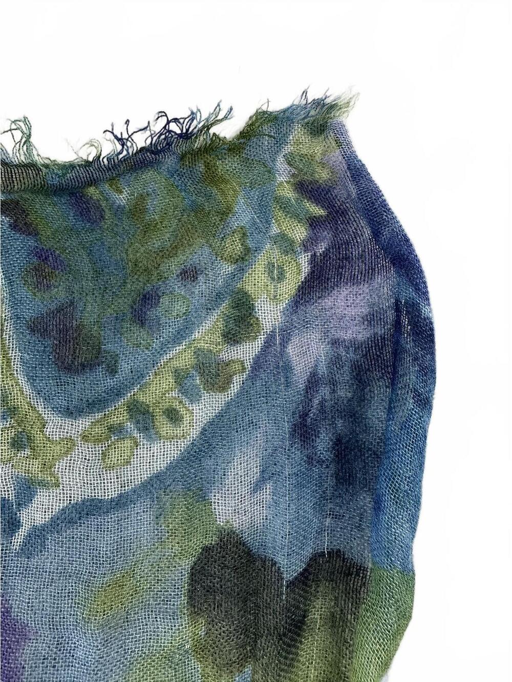 Vintage Inspired Floral Lightweight Scarf in Blue and Purple - Picture 4 of 6